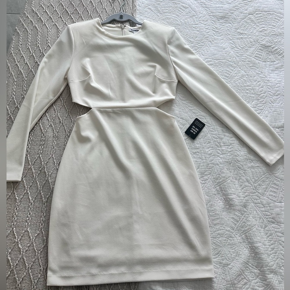 Express Cream Long Sleeve Dress
